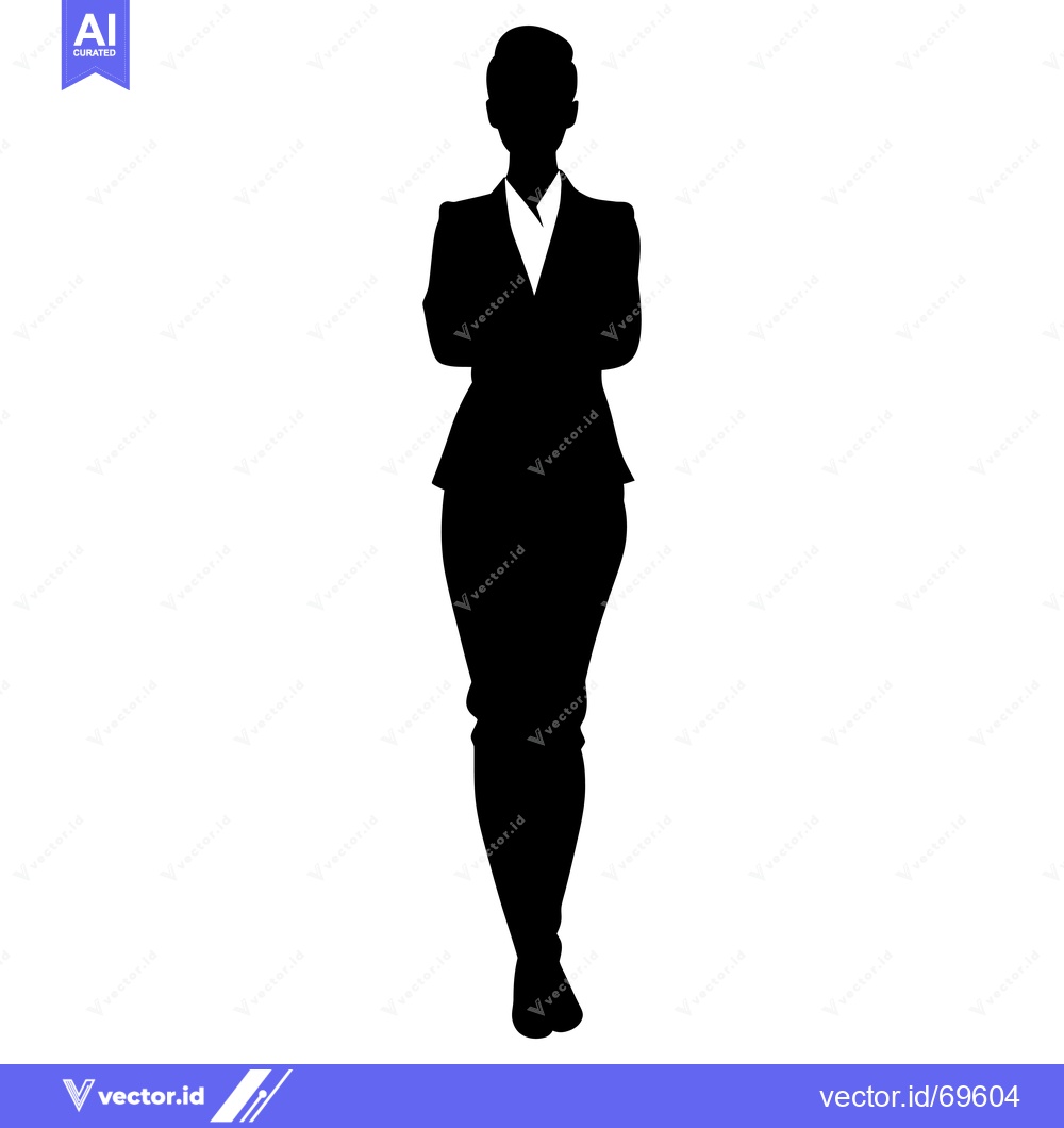 Premium Vector dari Silhouette of a woman in a business suit standing with arms crossed.
