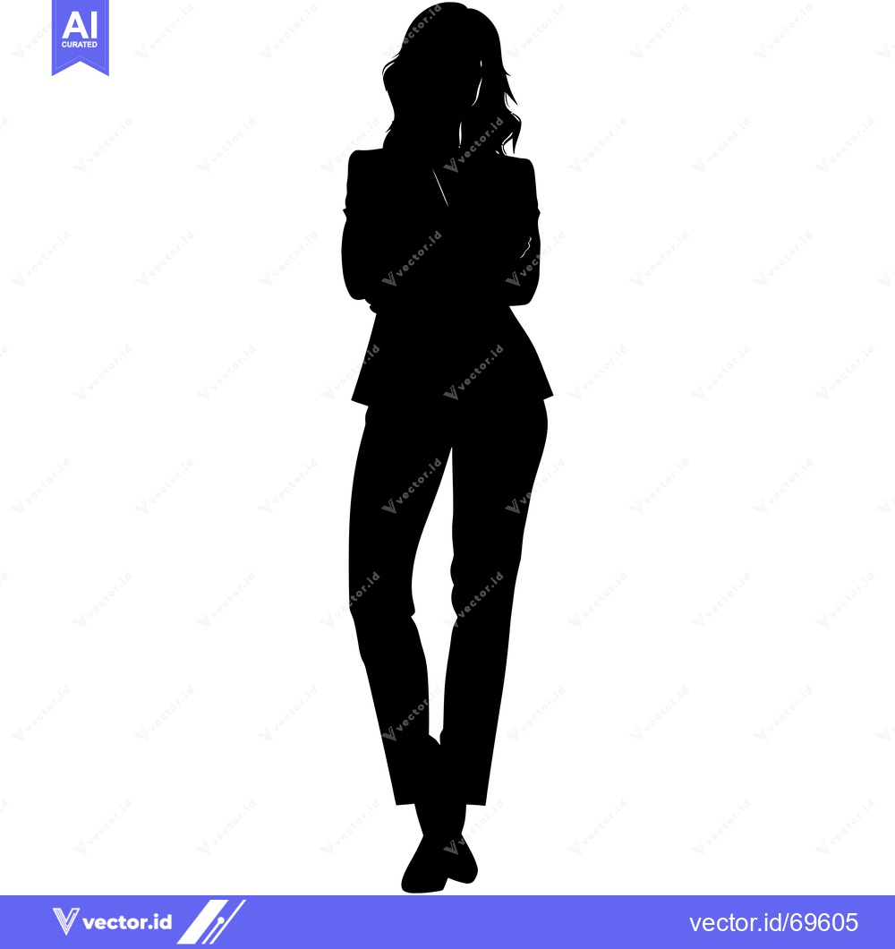 Premium Vector dari Silhouette of a Woman in a Suit Standing with Arms Crossed