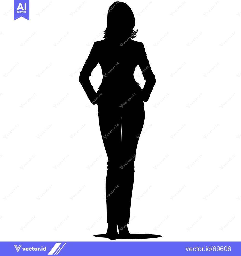 Premium Vector of Silhouette of a woman in a business suit standing with hands on hips