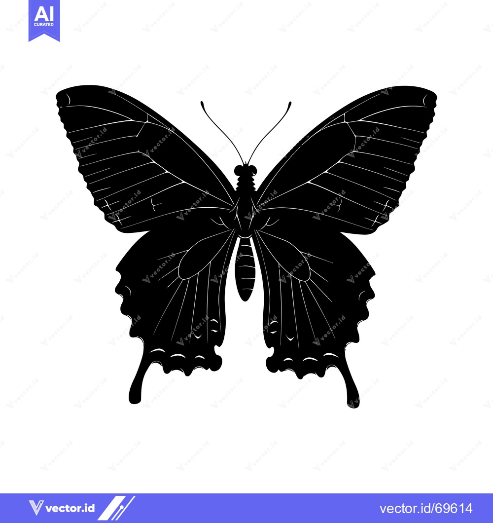Premium Vector of Black and White Silhouette of a Swallowtail Butterfly