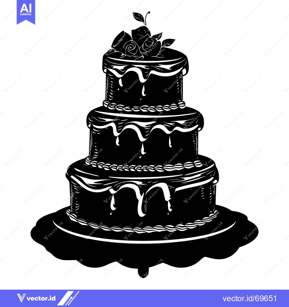 Premium Vector dari A Three-Tiered Wedding Cake Decorated with Roses
