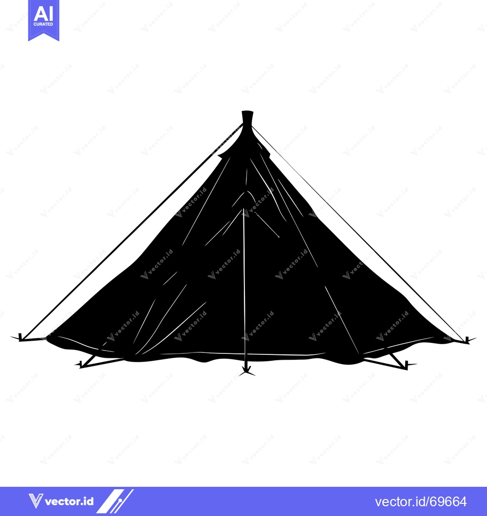 Premium Vector of Black and White Silhouette of a Tent
