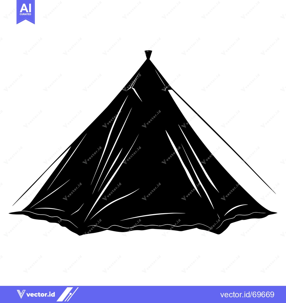 Premium Vector of A Black and White Silhouette of a Tent with a Pointed Top