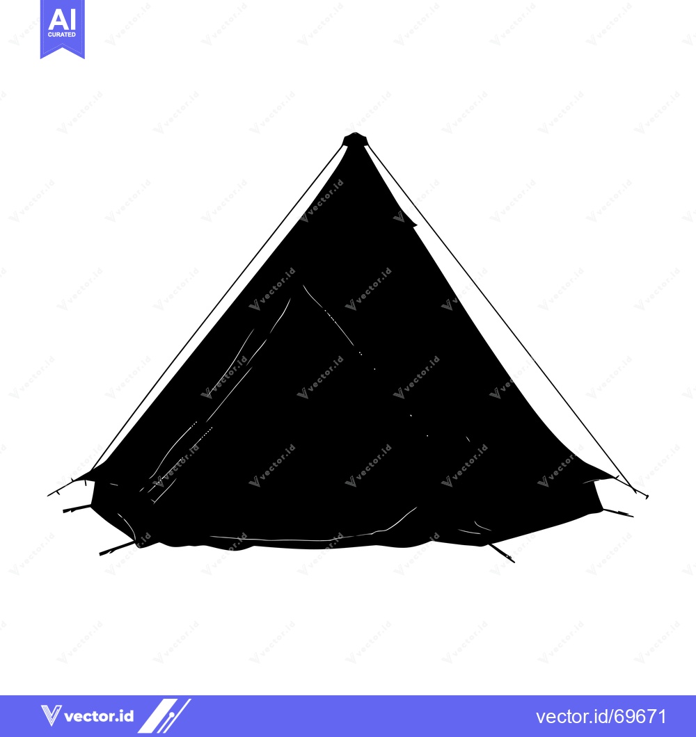 Premium Vector of Black and White Silhouette of a Tent