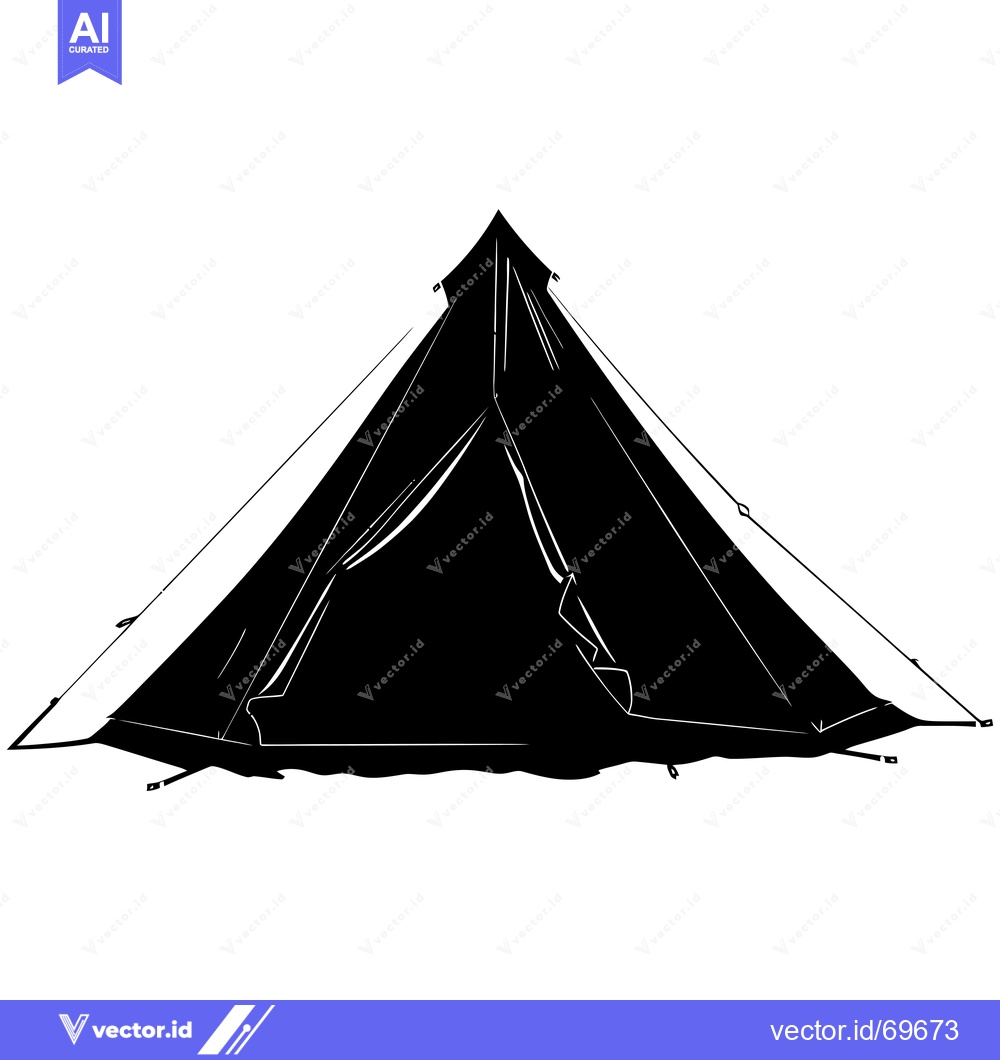 Premium Vector of Black and white silhouette of a tent