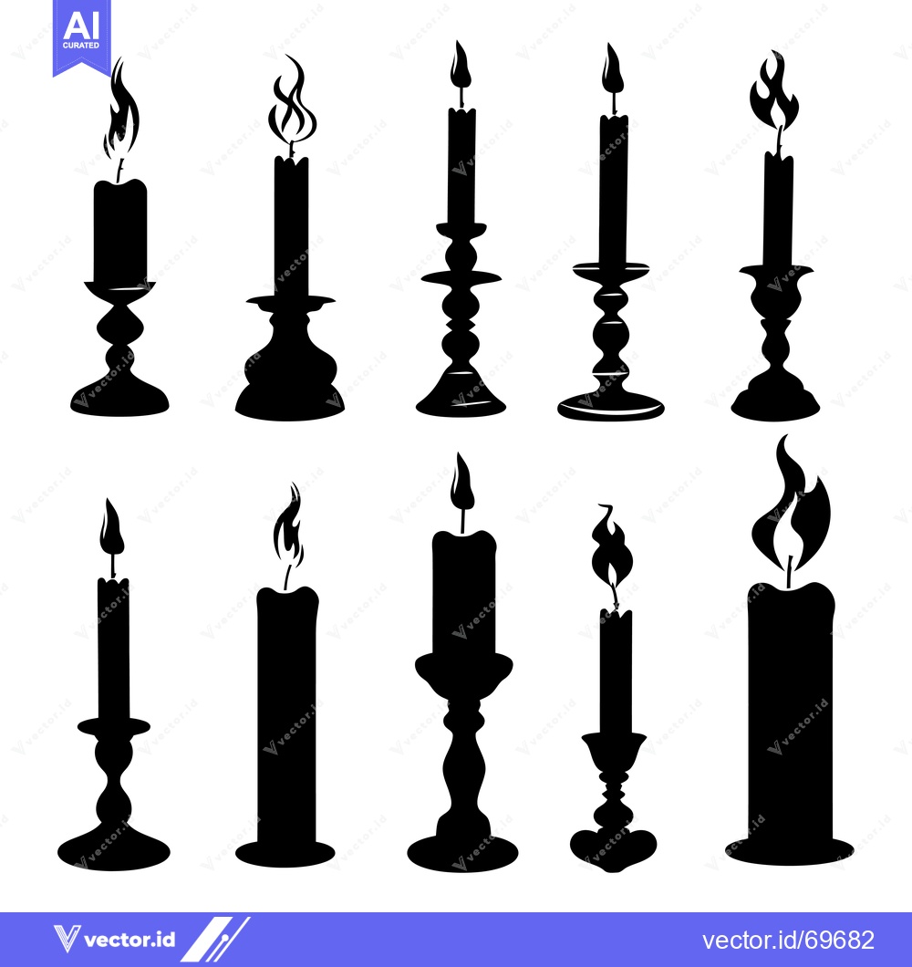 Premium Vector dari Silhouettes of Burning Candles in Various Holders