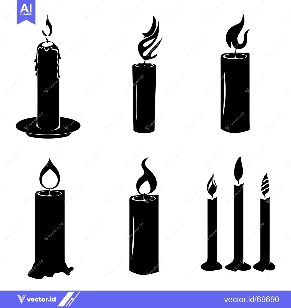 Premium Vector of Six Silhouette Images of Burning Candles