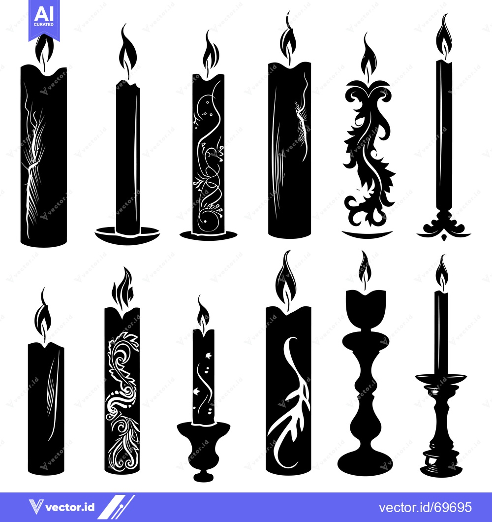Premium Vector dari A Collection of Ornate Candle Silhouettes
