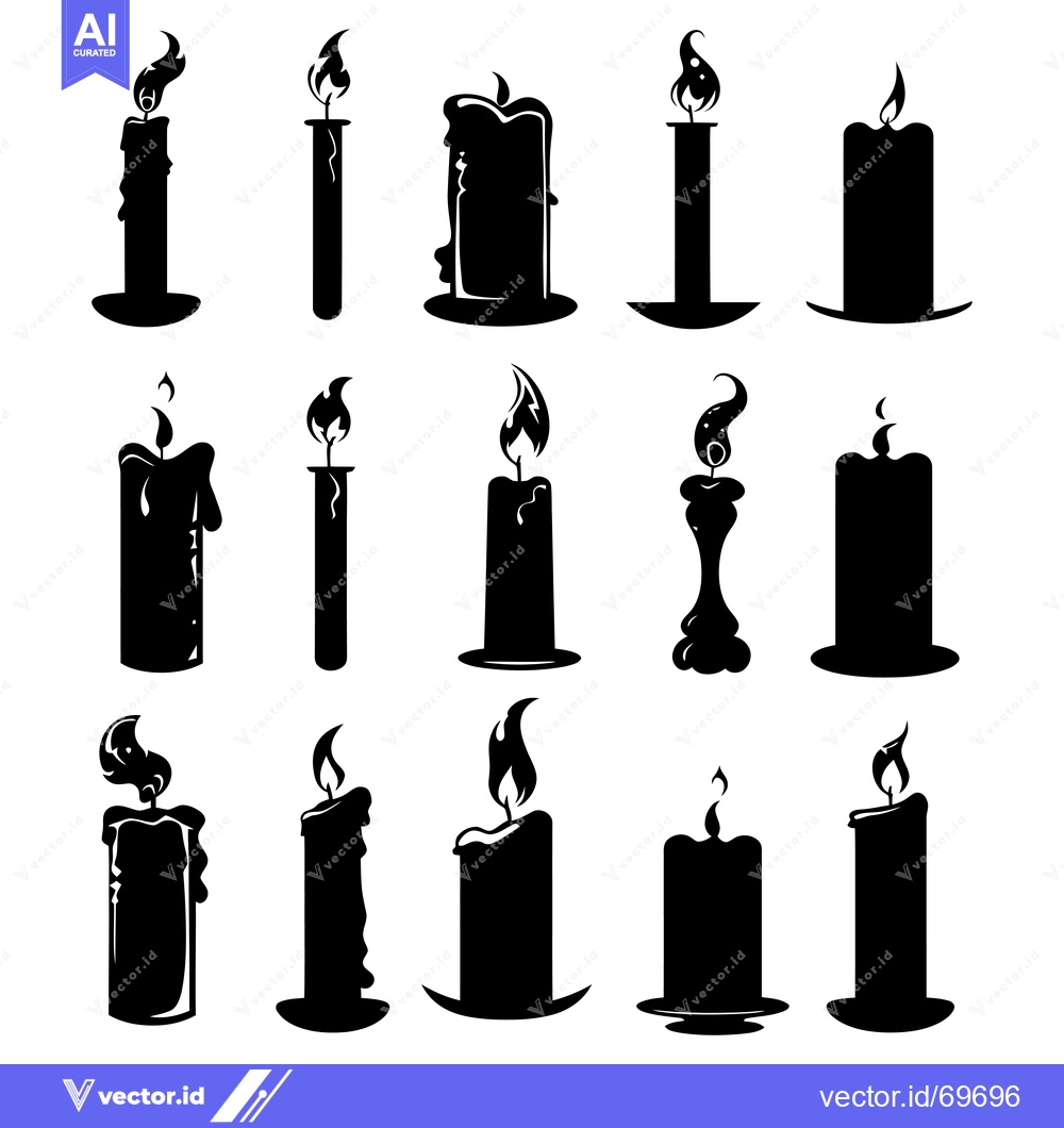 Premium Vector of Collection of Black and White Candle Silhouettes