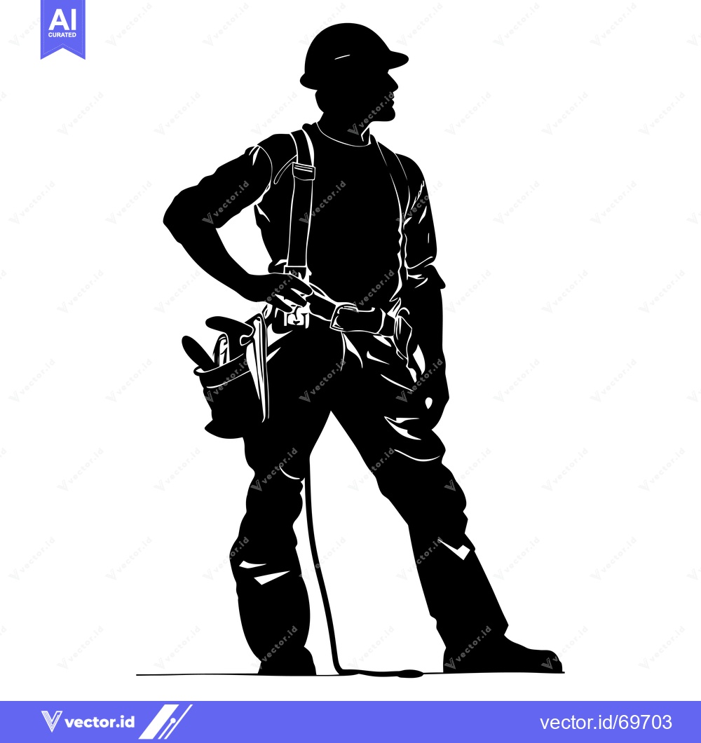 Premium Vector dari Silhouette of a construction worker with tool belt