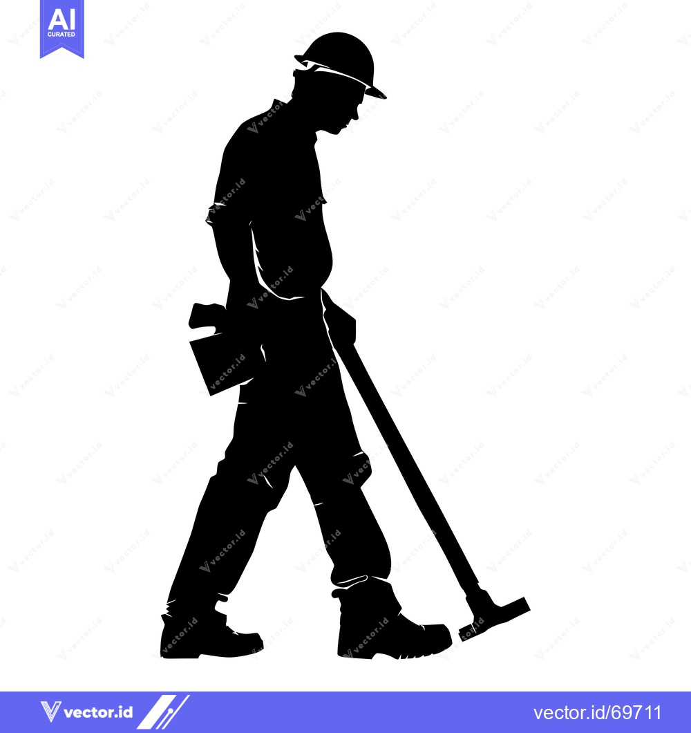 Premium Vector dari Silhouette of a Construction Worker with a Hammer