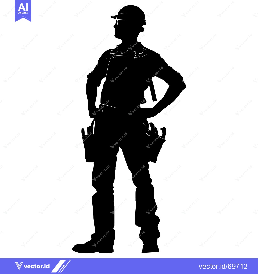 Premium Vector of Silhouette of a Construction Worker with Tool Belt
