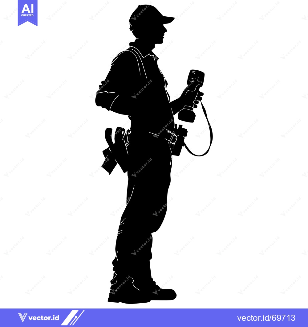 Premium Vector of Silhouette of a Construction Worker Holding a Tool