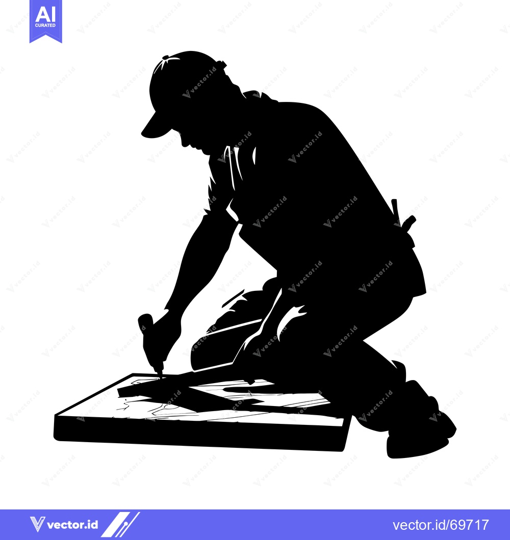 Premium Vector dari Silhouette of a Carpenter Working on Wood