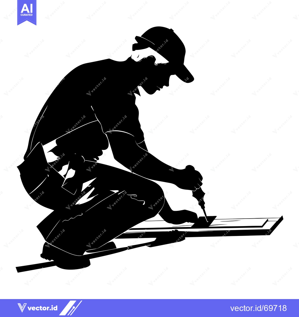 Premium Vector of Silhouette of a construction worker using a power drill