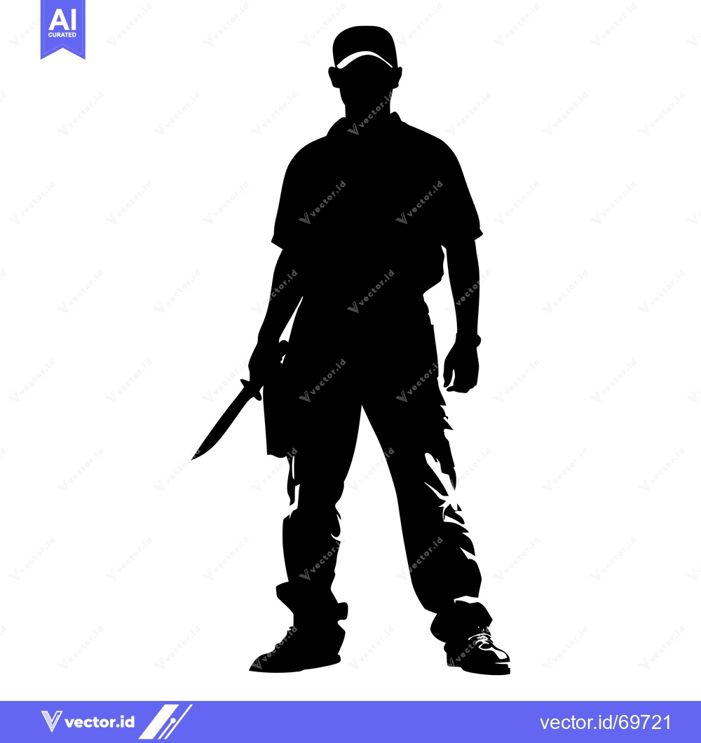 Premium Vector dari Silhouette of a Man Holding a Knife