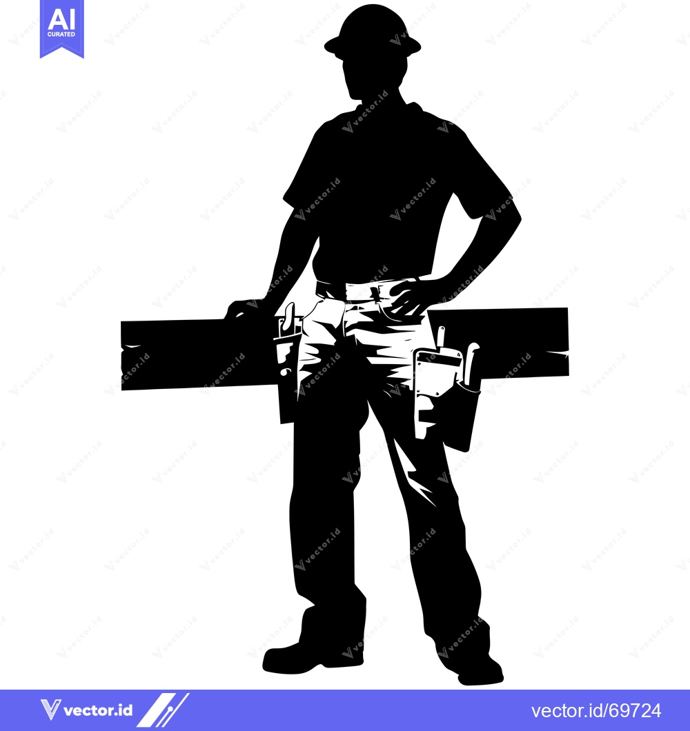 Premium Vector of Silhouette of a Construction Worker with Tool Belt