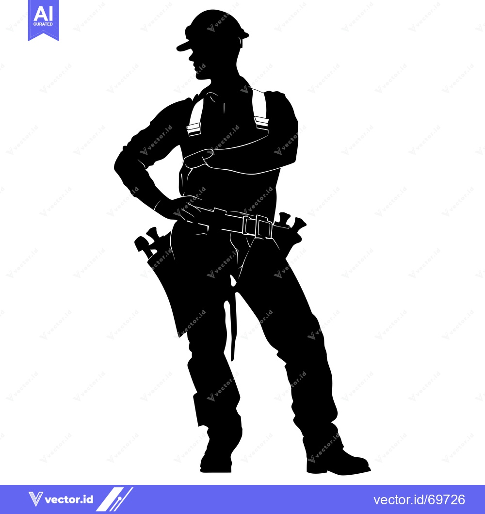 Premium Vector dari Silhouette of a Construction Worker with Tool Belt