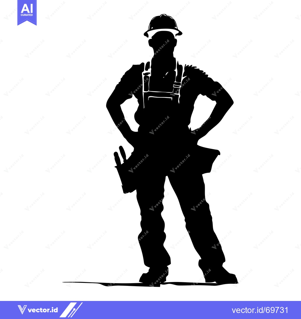 Premium Vector of Silhouette of a Construction Worker with Tools