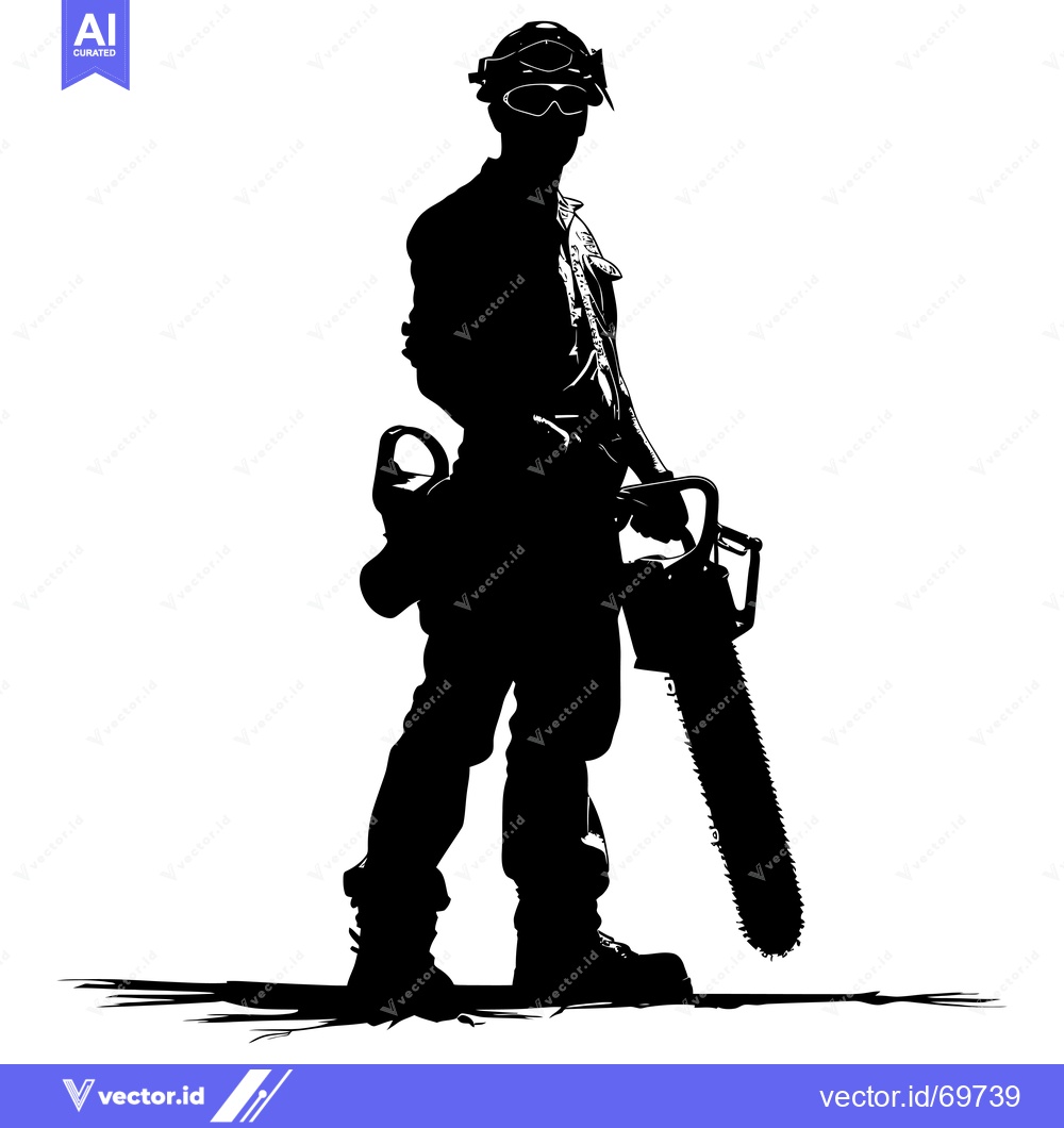 Premium Vector of Silhouette of a Lumberjack with a Chainsaw