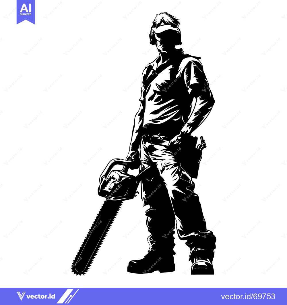 Premium Vector of Silhouette of a Lumberjack Holding a Chainsaw