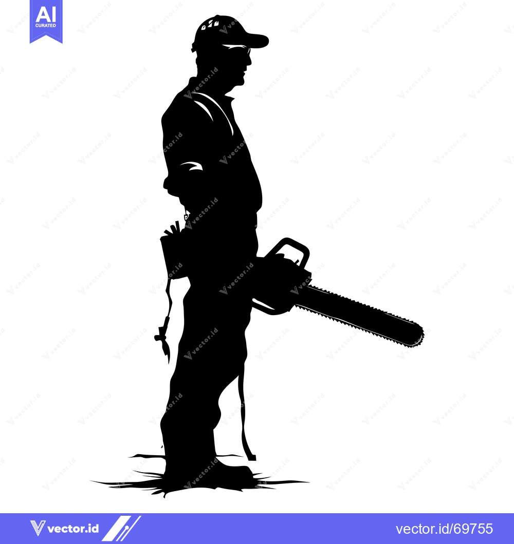 Premium Vector of Silhouette of a Lumberjack Holding a Chainsaw
