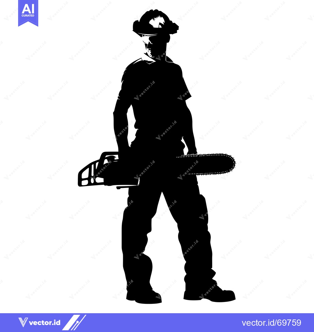Premium Vector of Silhouette of a Lumberjack Holding a Chainsaw
