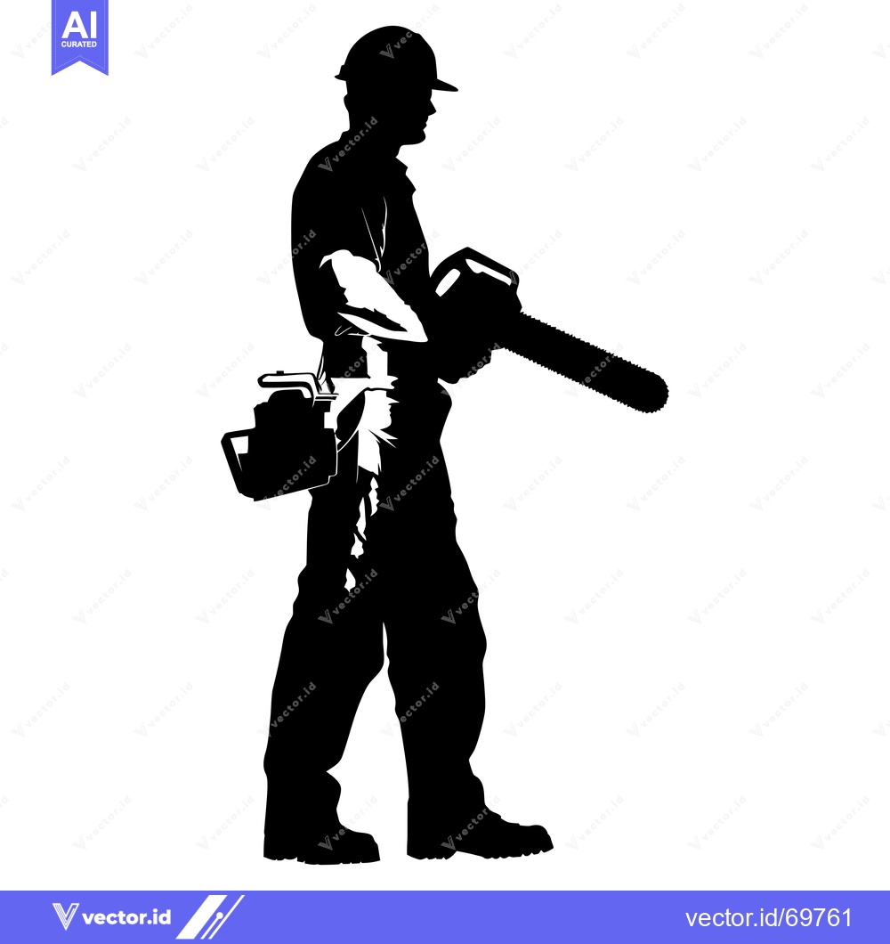 Premium Vector of Silhouette of a Man Holding a Chainsaw