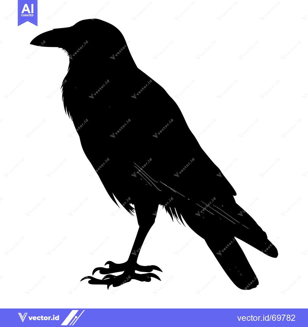 Premium Vector dari Black and White Silhouette of a Crow