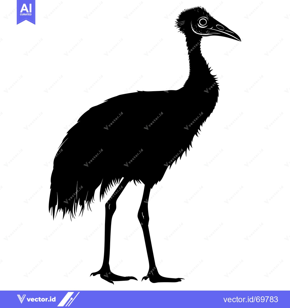 Premium Vector dari Black and White Silhouette of a Cassowary Bird