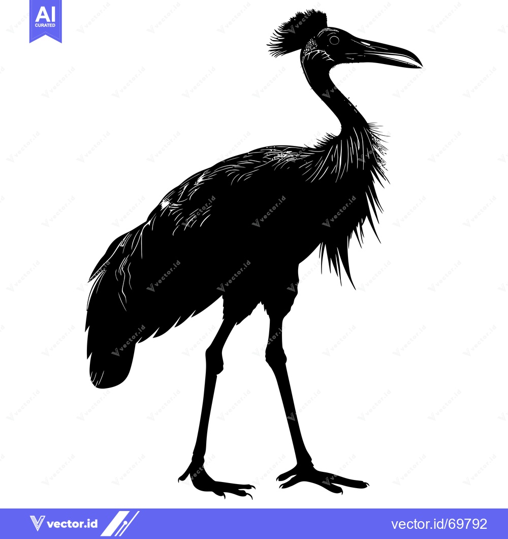 Premium Vector dari Black and White Silhouette of a Bird with a Long Neck and Long Legs