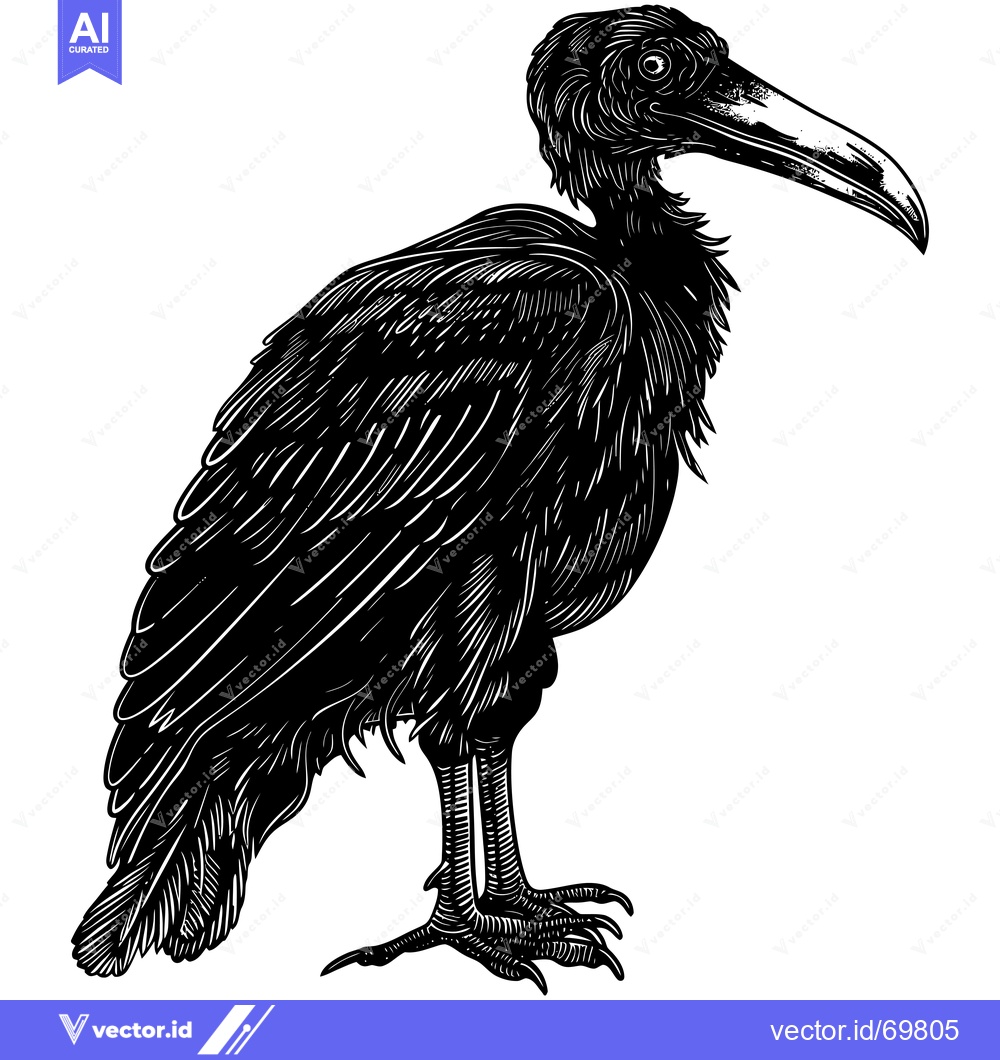 Premium Vector dari Black and White Line Drawing of a Bird