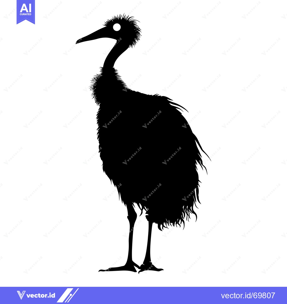 Premium Vector dari Black and White Silhouette of a Crane Bird