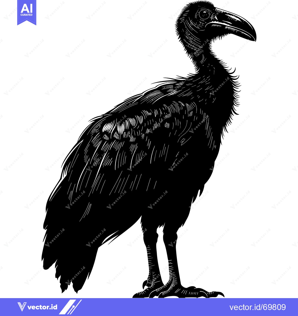 Premium Vector dari Black and White Line Art Illustration of a Vulture