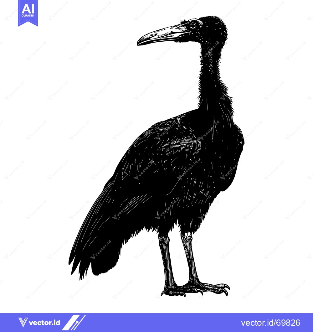 Premium Vector dari Black and white illustration of a shoebill stork