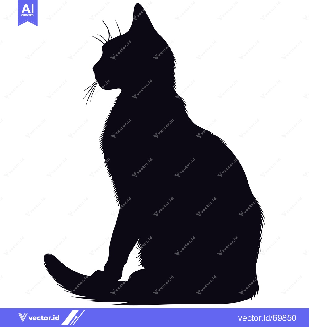 Premium Vector dari Black Cat Silhouette in Sitting Position