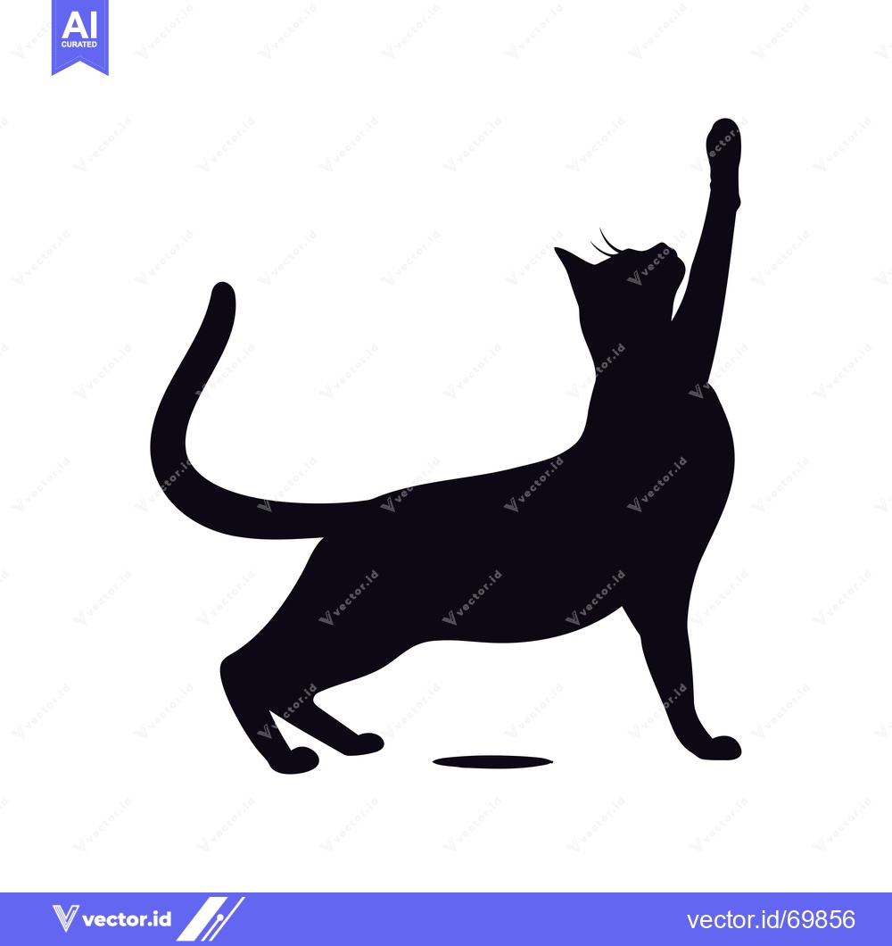 Premium Vector dari Black Silhouette of a Cat Reaching Upward