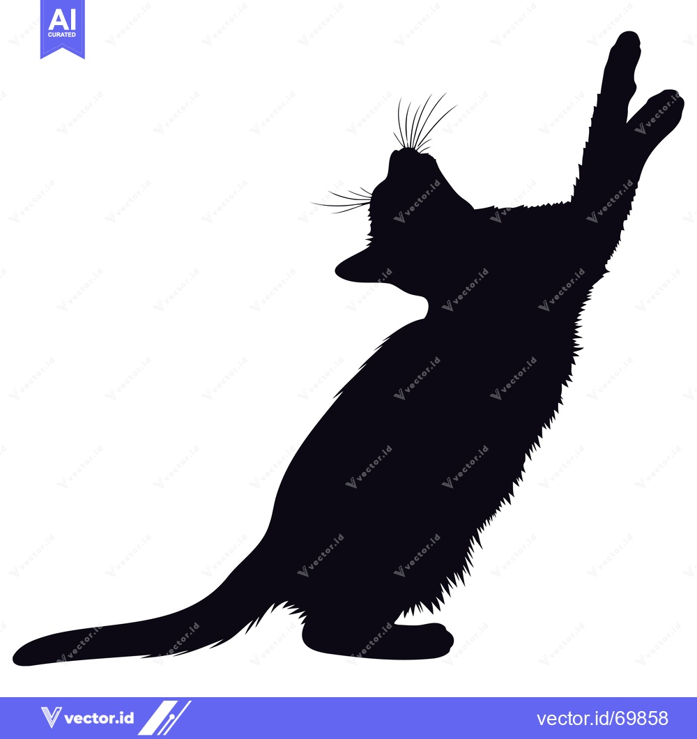 Premium Vector of Silhouette of a cat reaching up with its paws