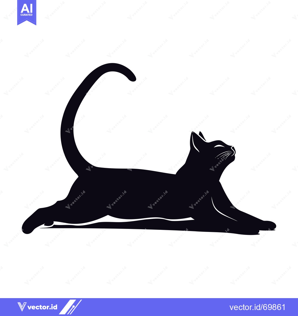Premium Vector dari Black Cat Silhouette in a Playful Pose