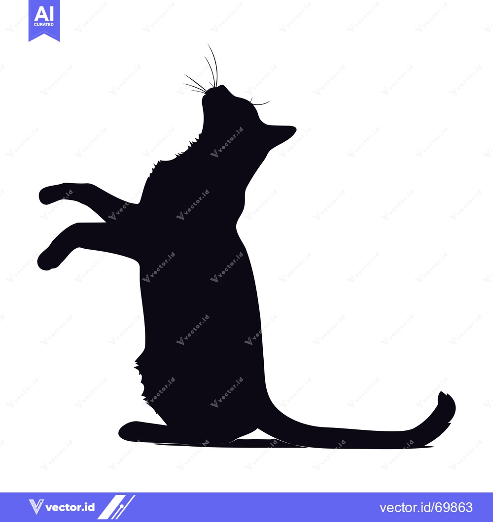Premium Vector of Silhouette of a Cat Standing on Its Hind Legs