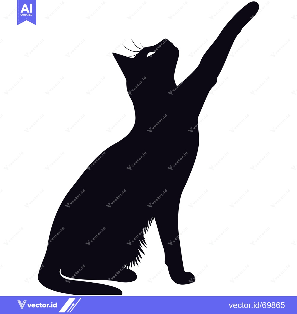 Premium Vector dari Black Cat Silhouette Reaching Upwards