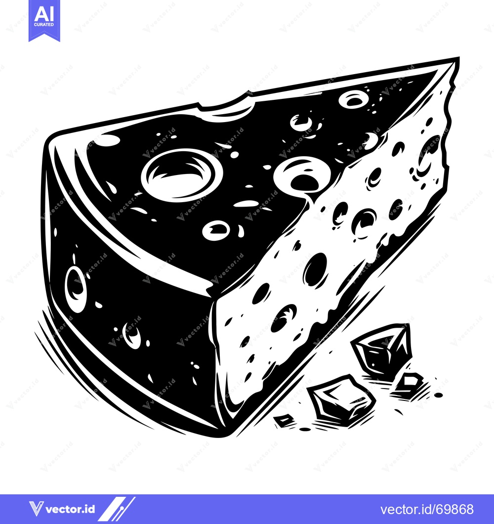 Premium Vector dari A Wedge of Swiss Cheese with Crumbs