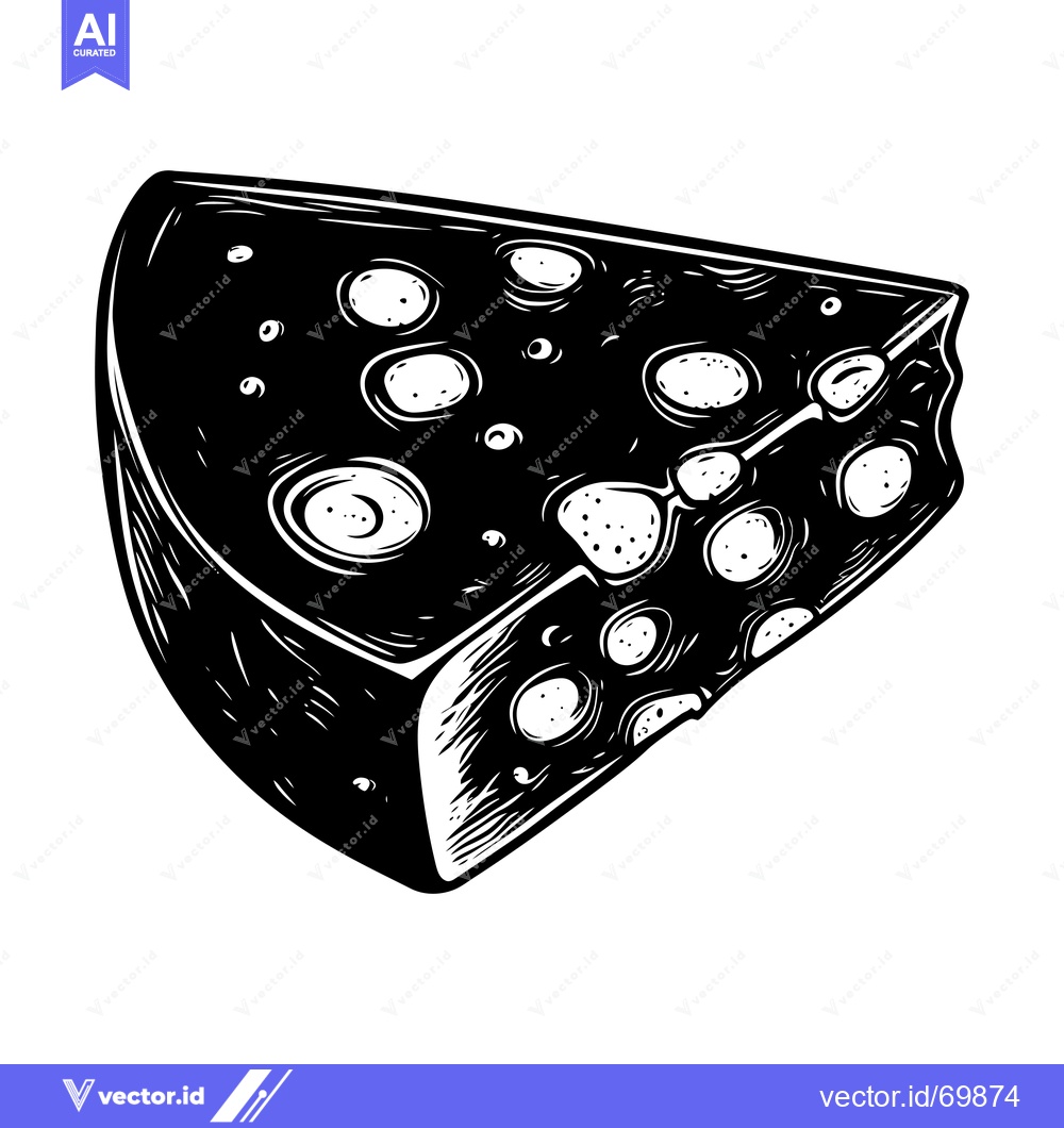 Premium Vector of A Wedge of Swiss Cheese with Large Holes