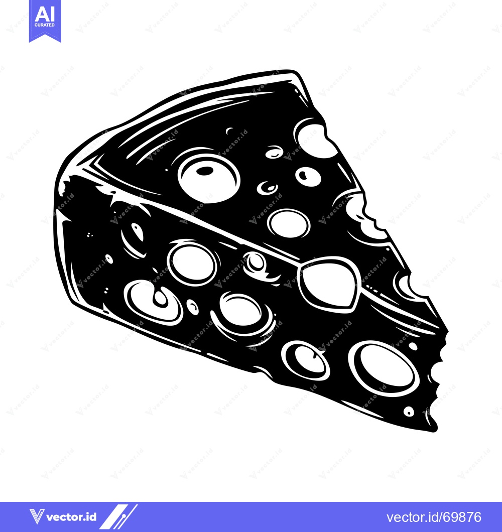 Premium Vector dari A Black and White Illustration of a Slice of Cheese with Holes