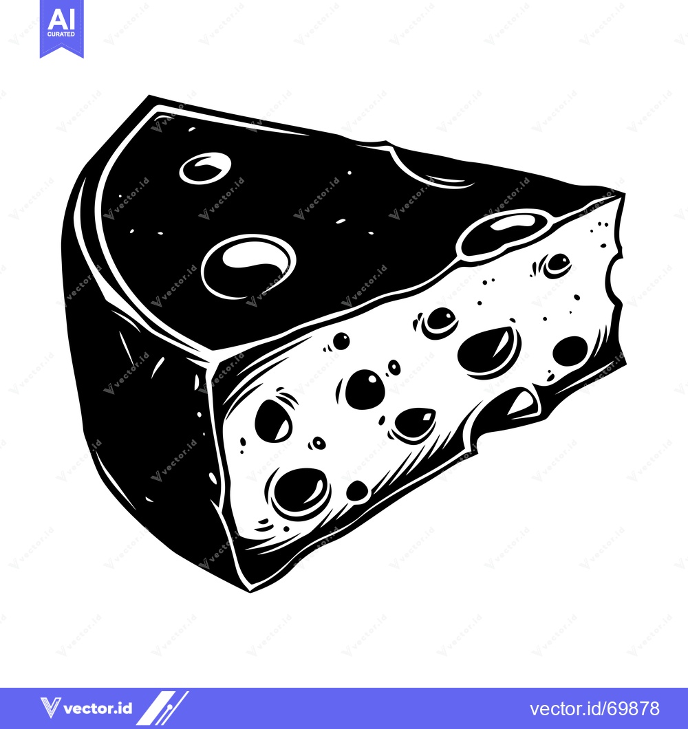 Premium Vector dari A wedge of Swiss cheese with holes, isolated on a white background