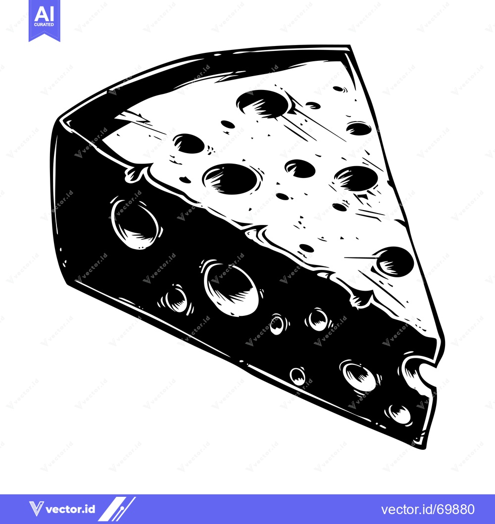 Premium Vector dari A Single Slice of Swiss Cheese with Large Holes