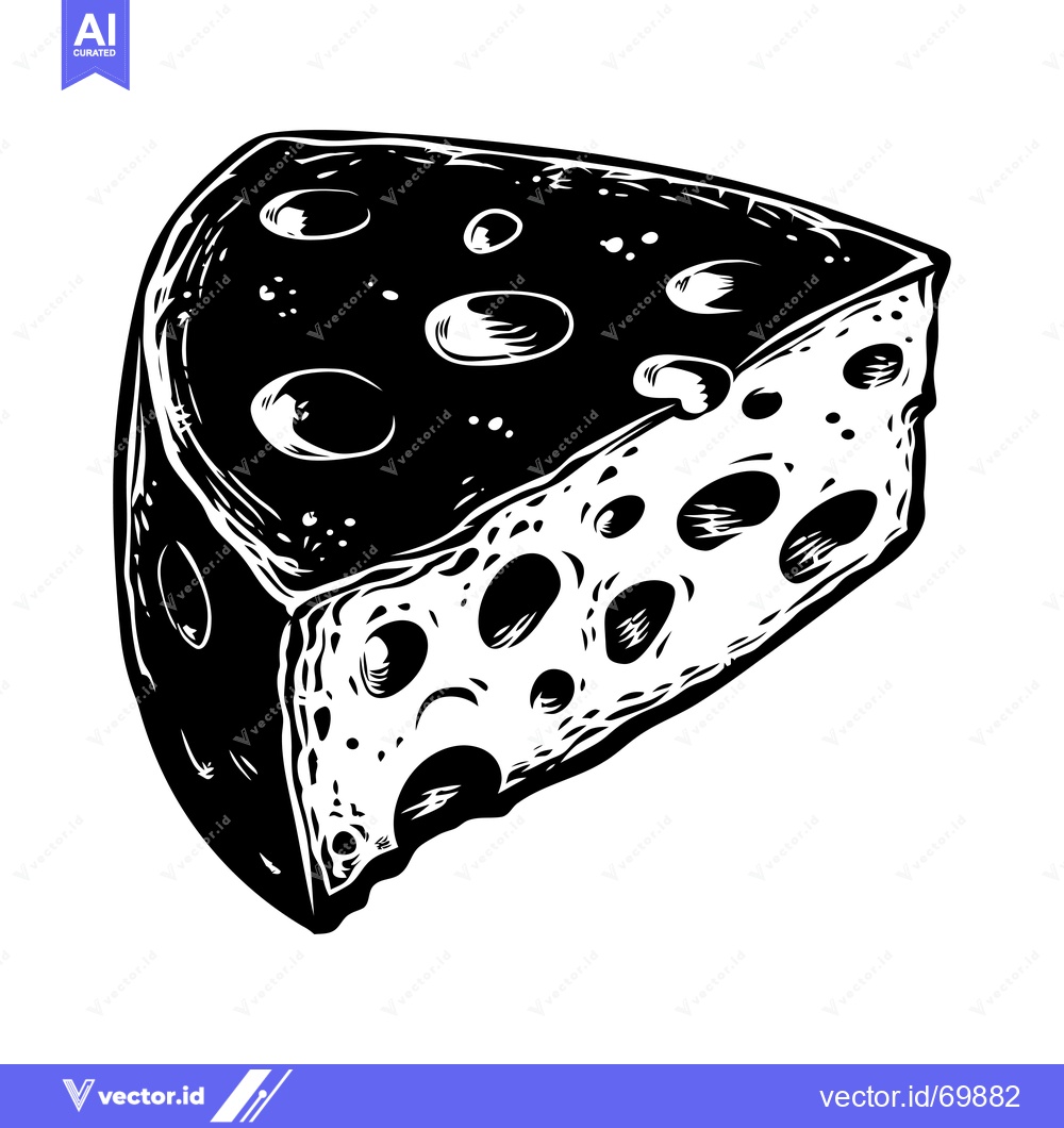 Premium Vector dari A slice of swiss cheese with large holes and a bite taken out of it