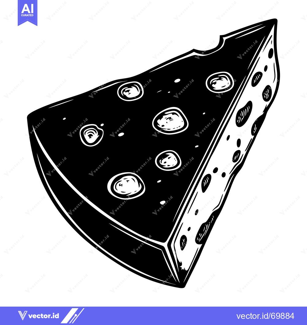Premium Vector dari A Wedge of Emmental Cheese with Visible Holes