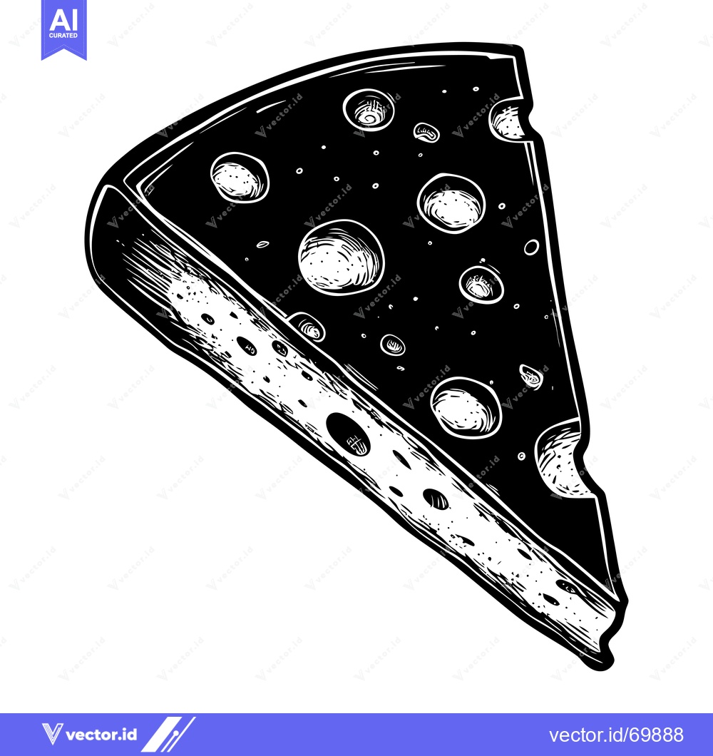 Premium Vector dari A Black and White Illustration of a Slice of Swiss Cheese