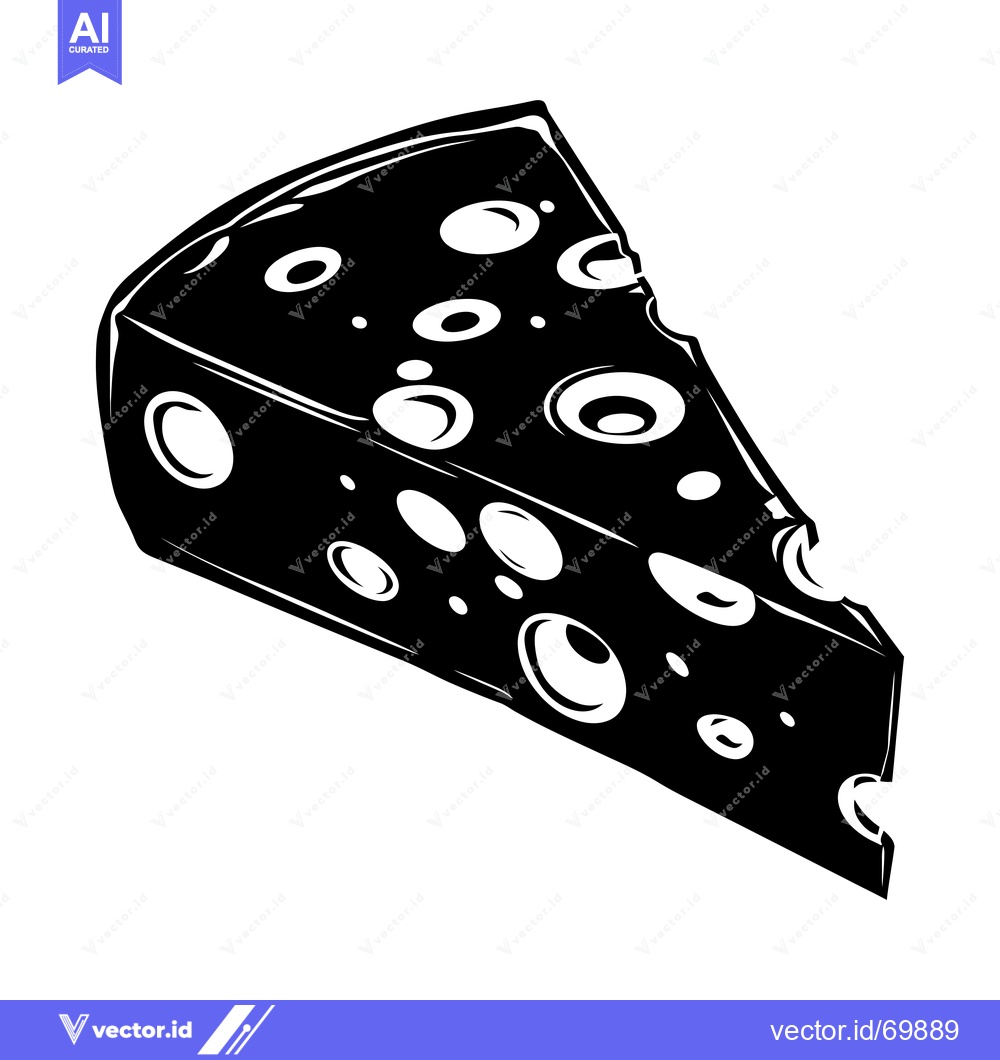 Premium Vector of A Single Slice of Swiss Cheese with Bite Marks